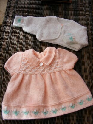 Peach Blossom Baby Dress set