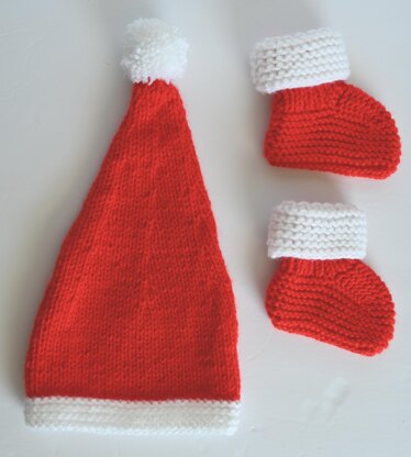 Santa  Baby Hat And Booties