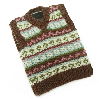 Tablet (iPad) Fair Isle Tech Vest in Lion Brand Wool-Ease - L20352