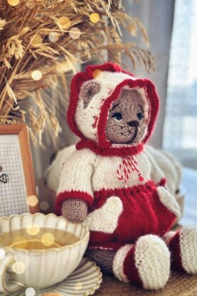 Teddy Bear Outfit Knitting Pattern – Little Heart Outfit PDF (25–30 cm)