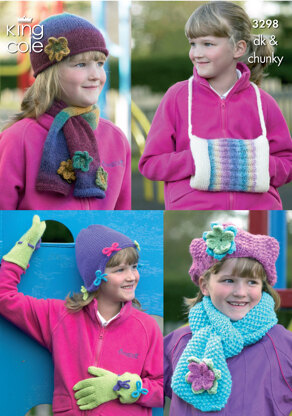 Girls Hats, Scarves, Gloves & Handwarmer in King Cole DK & Chunky - 3298