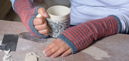 Striped Wristwarmers in The Fibre Co. Canopy Fingering - Downloadable PDF