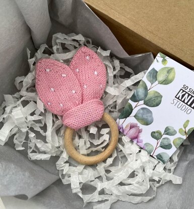 Bunny ears teething ring