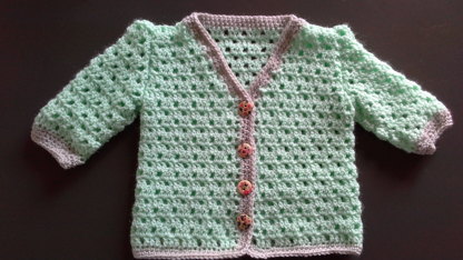 Baby Crochet Green and Grey Cardigan