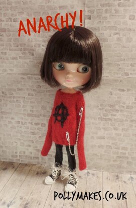 Anarchy boiled wool sweater for dolls