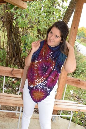 Flower scarf and shawl in one.