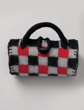 Felted Buffalo Plaid Roll Bag in Patons Classic Wool Worsted