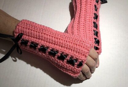 Ribbon Fingerless Gloves