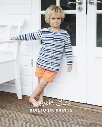 "Cable Detail Sweater" - Sweater Knitting Pattern For Boys in Debbie Bliss Rialto DK Prints