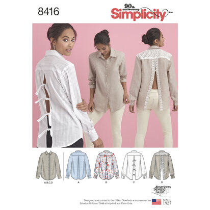 Simplicity Pattern 8416 Women's Shirt with Back Variations 8416 - Sewing Pattern