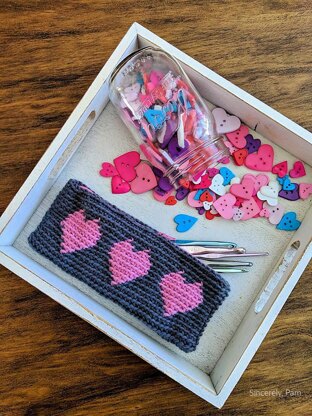 Tapestry Heart Pencil Case