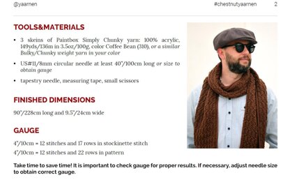 Chestnut unisex chunky knit scarf