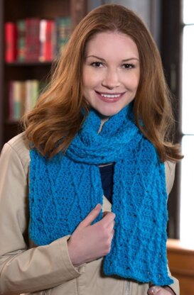 Cable Warm Wishes Scarf in Red Heart With Love Solids - LW4283