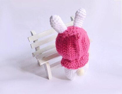 Little Hoodie Rabbit Crochet Pattern, White Rabbit with Hood,Crochet