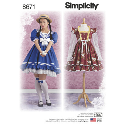 Simplicity 8671 Women's Lolita Costume Dresses - Sewing Pattern