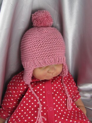 Baby Bobble Garter Stitch Trapper Hat