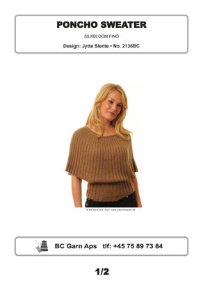 Poncho Sweater in BC Garn Silkbloom Fino - 2136BC - Downloadable PDF