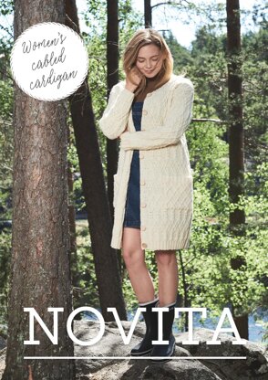 Women's Cabled Cardigan in Novita Nordic Wool - 2 - Downloadable PDF