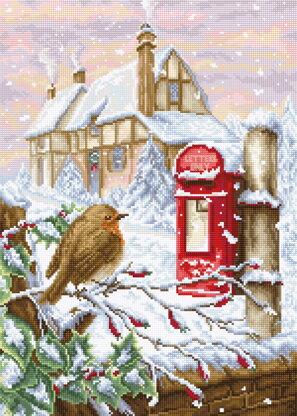 Luca-S Red Mail Box Counted Cross Stitch Kit - 24cm x 34cm