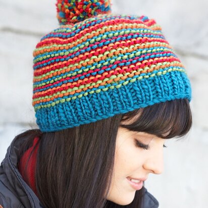 Bright Stripes Beanie in Patons Classic Wool Roving