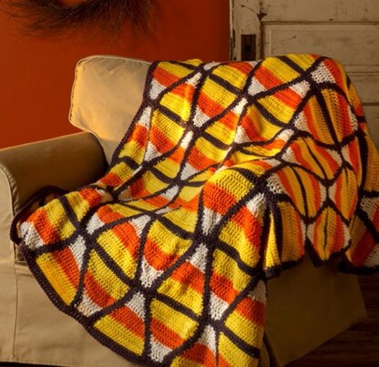 Candy Corn Throw in Red Heart Super Saver Economy Solids - LW3761