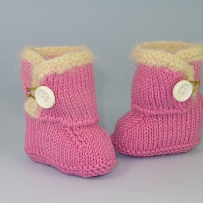 Baby Fur Trim One Button Booties (Bootees)