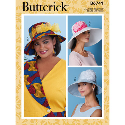 Butterick Misses' Hats With Ribbon, Flowers & Bow B6741 - Sewing Pattern