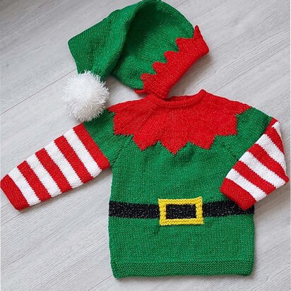 Childs Yoked Elf Sweater & Hat 18 - 22"  BB054