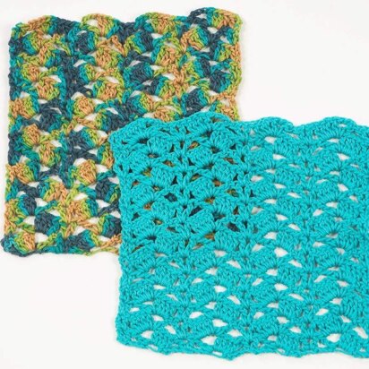 Cascading Shells Crochet Washcloth in Plymouth Yarn Fantasy Naturale - F224