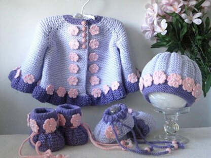 PATTERN Baby Set by Elena Mitchell Baby Cardigan, Shoes and Hat