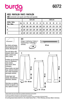 Burda Style Misses' Trousers and Pants in a Narrow Cut with Side Zipper B6072 - Paper Pattern, Size 8-18 (34-44)