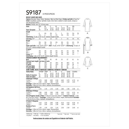 Simplicity Misses' Jacket & Coats S9187 - Paper Pattern, Size A (XXS-XS-S-M-L-XL-XXL)