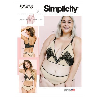 Simplicity Damen- und Mädchen-Bralette und Höschen S9478 - Nähmuster