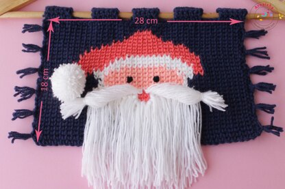 Beautiful Knit-like Crochet wall hanging with Santa Face with Waistcoat stitch VIDEO tutorial