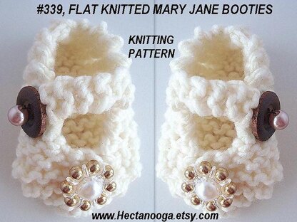 339, KNIT FLAT MARY JANE BOOTIES/SLIPPERS
