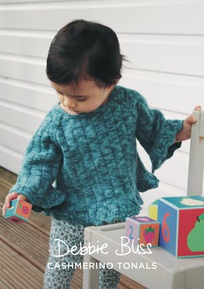 "Layla Sweater" - Sweater Knitting Pattern For Girls in Debbie Bliss Baby Cashmerino Tonals - DBS082