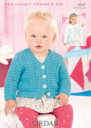 V-Neck and Round Cardigans in Sirdar Snuggly Pearls DK - 4547 - Downloadable PDF