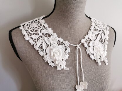 White Irish Crochet Lace collar