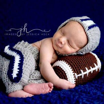 Baby Football Hat Pants and Plush Football - Johnny Set