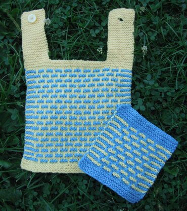 Ribbon Stitch Toddler Bib and Washcloth Set