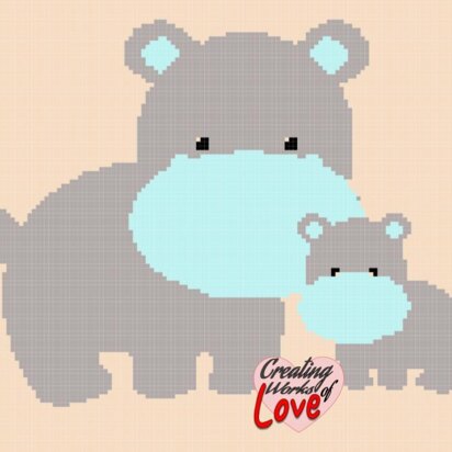Mommy And Baby Hippo Stitch Graphgan