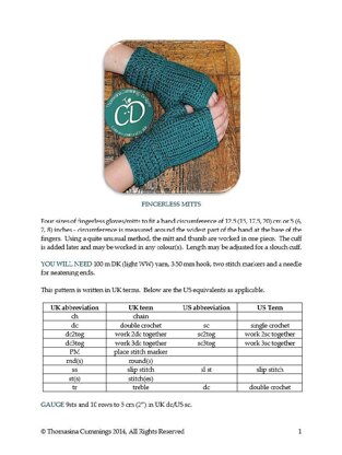 Fingerless Mitts (Mitre Style)