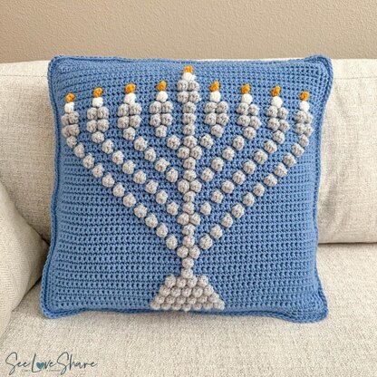 Menorah Bobble Stitch Pillow