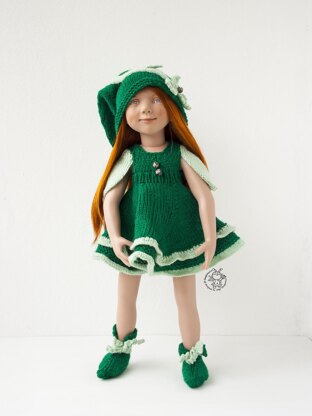 Outfit Elf for doll 16-18"  knitting flat