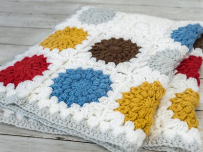 Scandanavia-ish Sunburst Granny Square Crochet Blanket