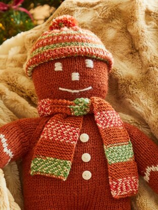 Jolly Gingerbread Doll in West Yorkshire Spinners ColourLab Aran - Downloadable PDF