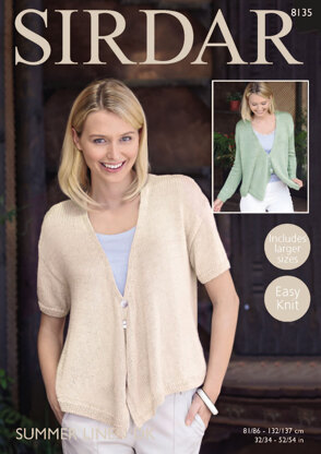 Cardigans with Draped Fronts in Sirdar Summer Linen DK - 8135 - Downloadable PDF