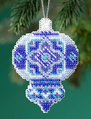 Mill Hill Beaded Holiday - Azure Medallion Beaded Ornament - 2.5inx3.25in