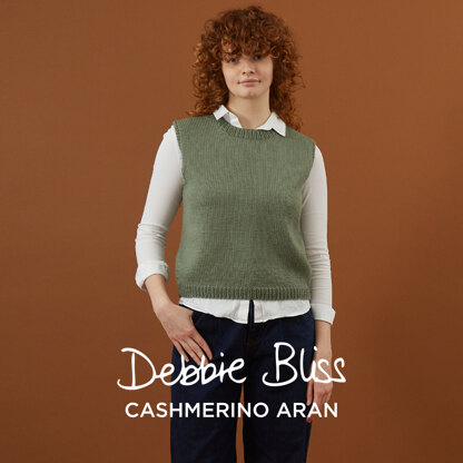 Simple Tank Top - Knitting Pattern for Women in Debbie Bliss Cashmerio Aran by Debbie Bliss - Downloadable PDF