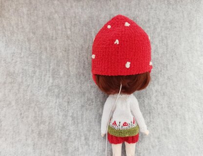 Fly agaric Mushroom hat for Blythe doll